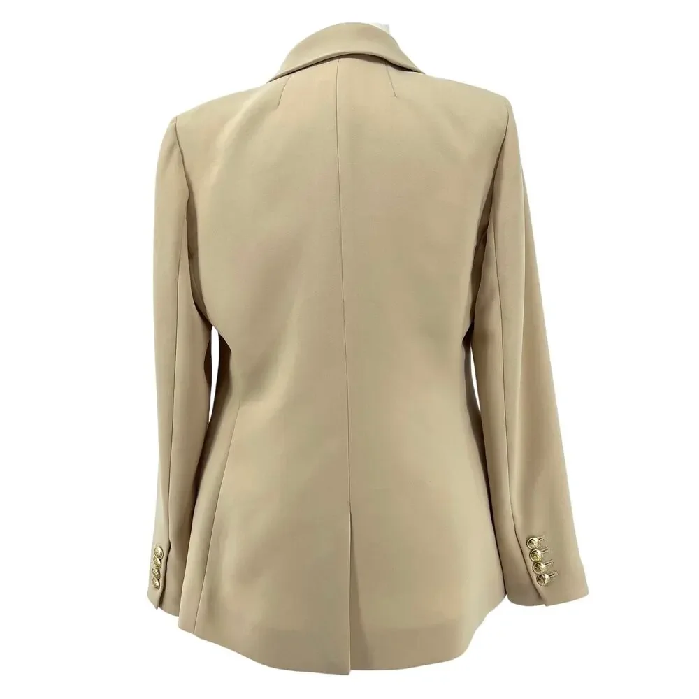 J. Crew Willa Polyester Lined Cream Jacket‎ Blazer Pockets Gold Buttons 4